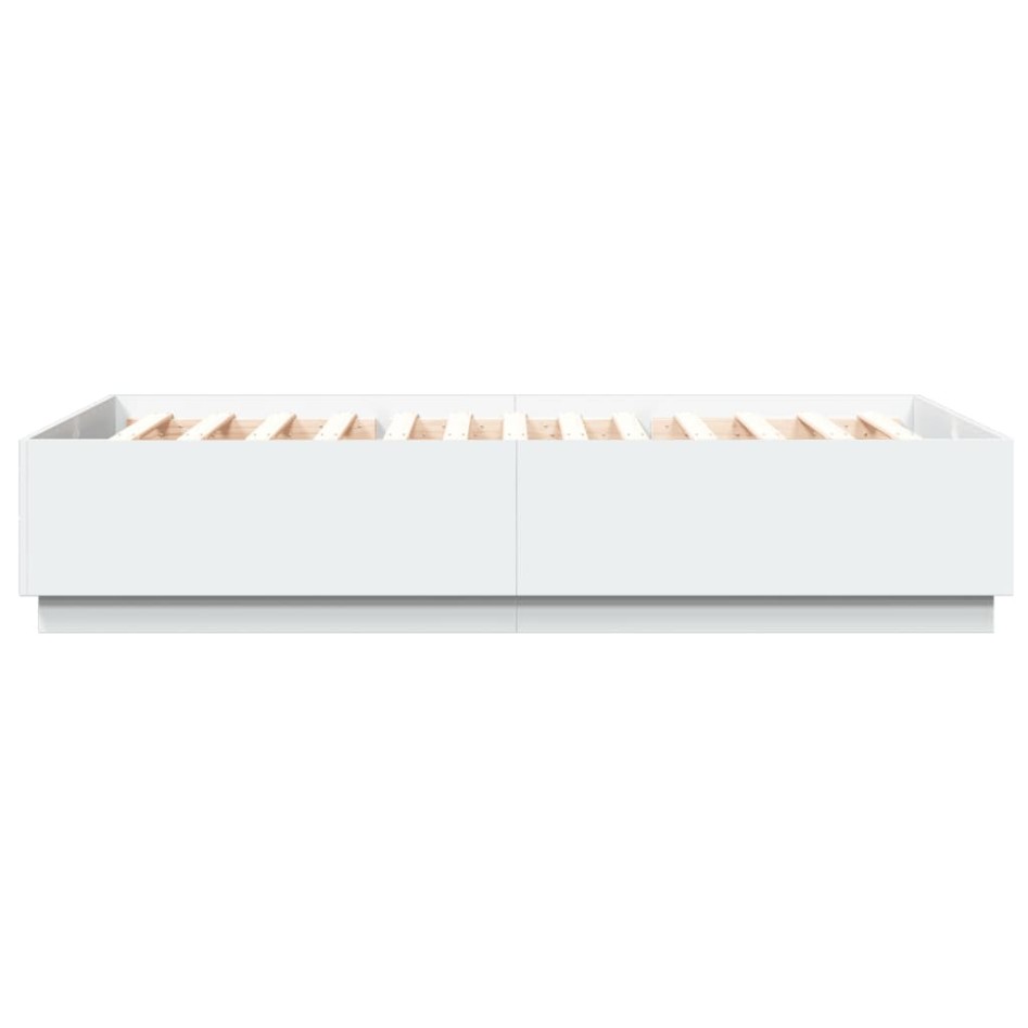 Estructura de cama con LED madera ingeniería blanco 140x200