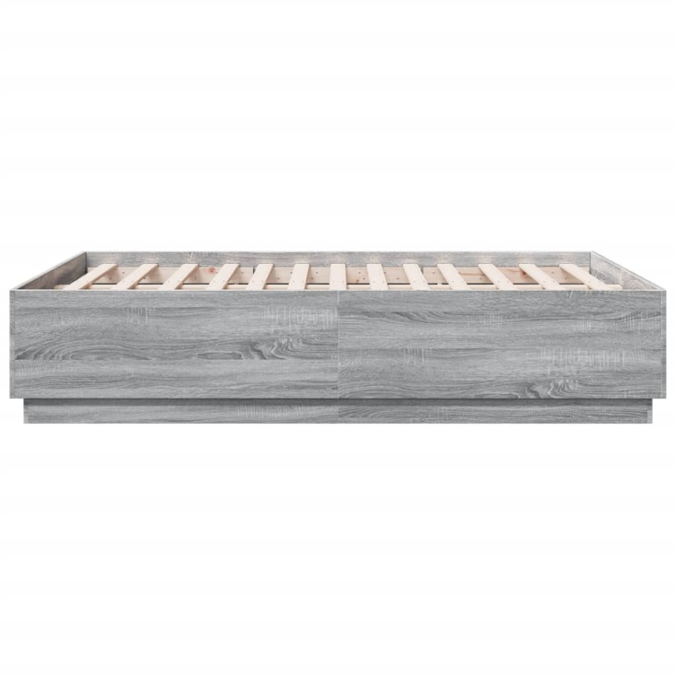 Estructura cama con luces LED madera gris Sonoma 120x190