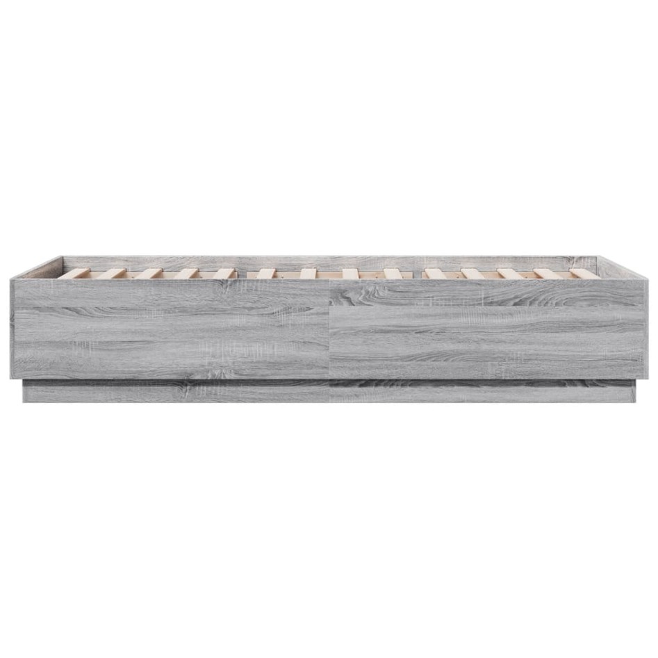 Estructura cama con luces LED madera gris Sonoma 100x200