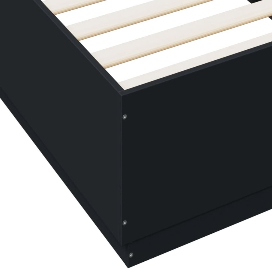Estructura cama con luces LED madera ingeniería negro