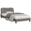 Estructura de cama con luces LED tela gris taupe 100x200 cm