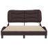 Estructura de cama con luces LED tela marrón oscuro 120x200