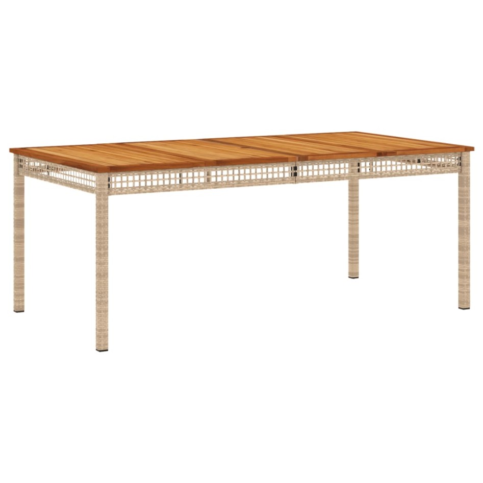 Mesa de jardín ratán sintético madera acacia beige 180x90x75