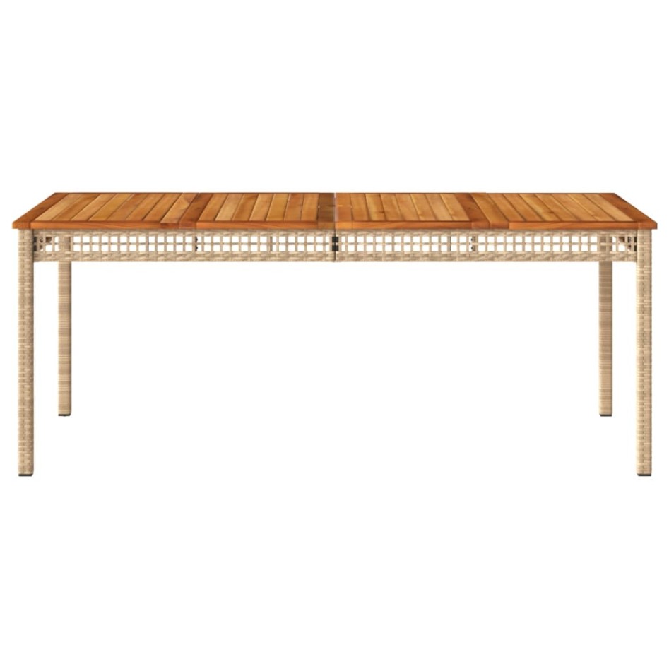 Mesa de jardín ratán sintético madera acacia beige 180x90x75
