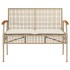 Banco de jardín con cojín ratán sintético beige y madera