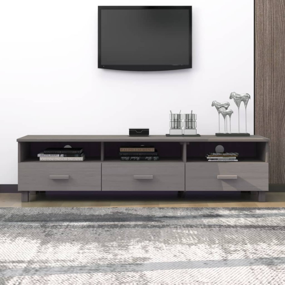 Mueble de TV HAMAR madera maciza de pino gris claro