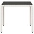 Mesa de jardín superficie de vidrio ratán PE blanco 90x90x75