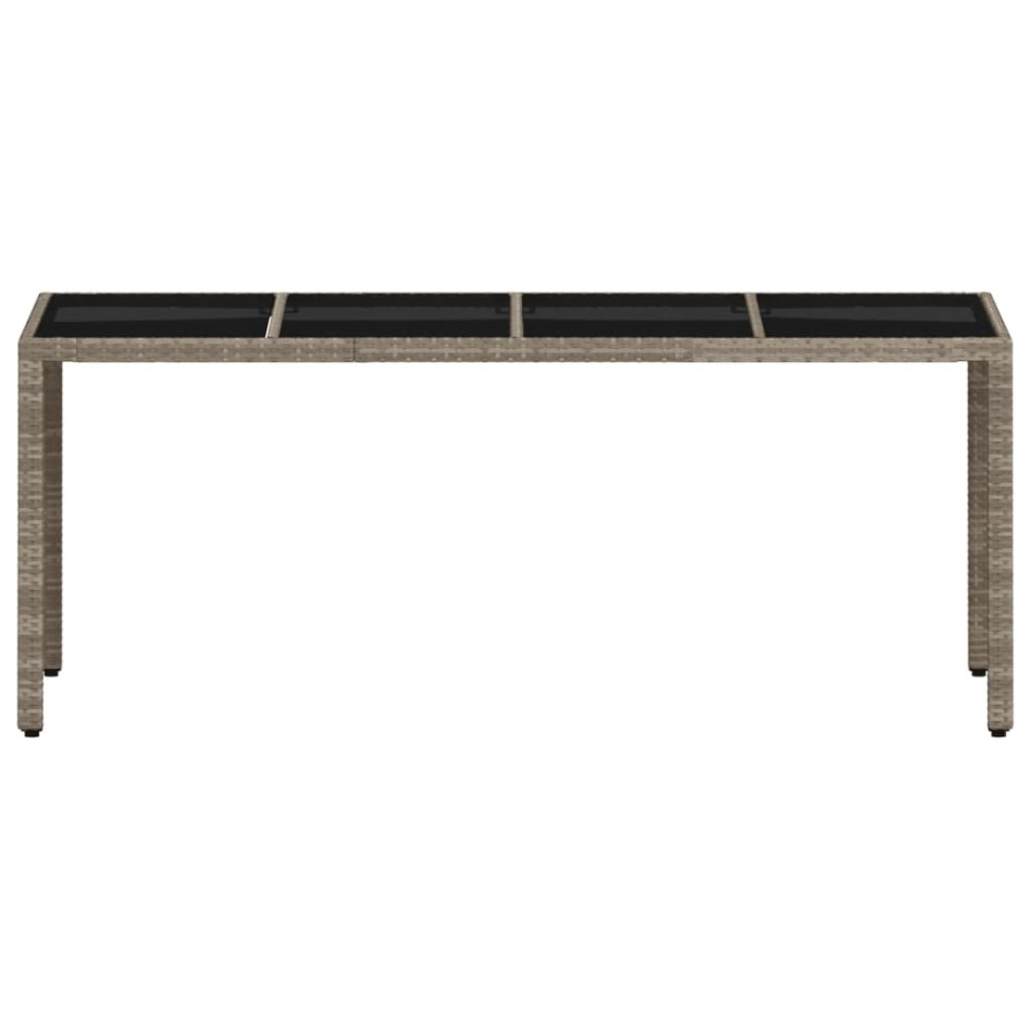 Mesa de jardín superficie de vidrio ratán PE gris 190x90x75