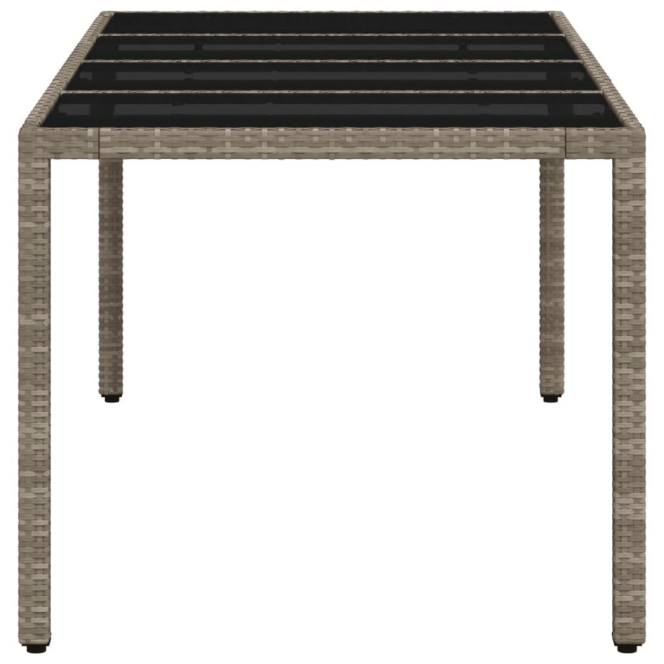 Mesa de jardín superficie de vidrio ratán PE gris 190x90x75