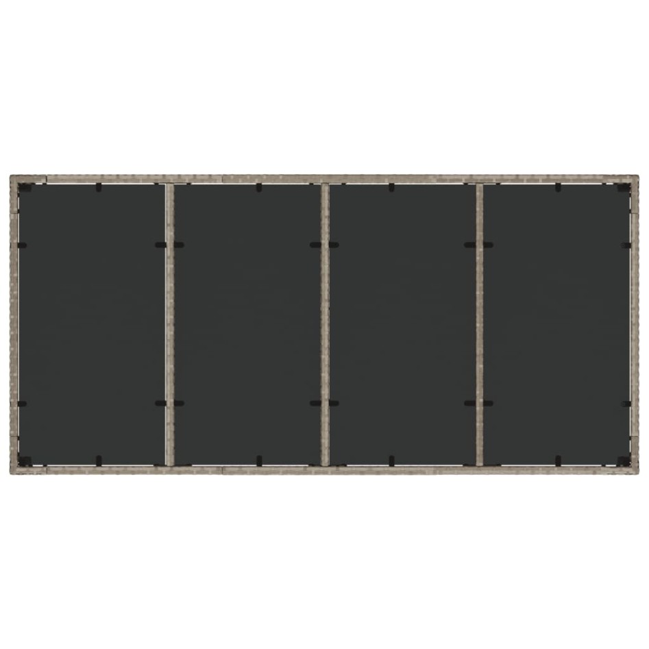 Mesa de jardín superficie de vidrio ratán PE gris 190x90x75