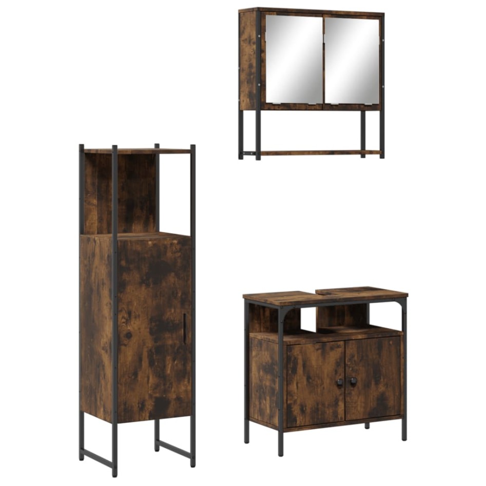 Set de muebles baño 3 pzas madera contrachapada roble