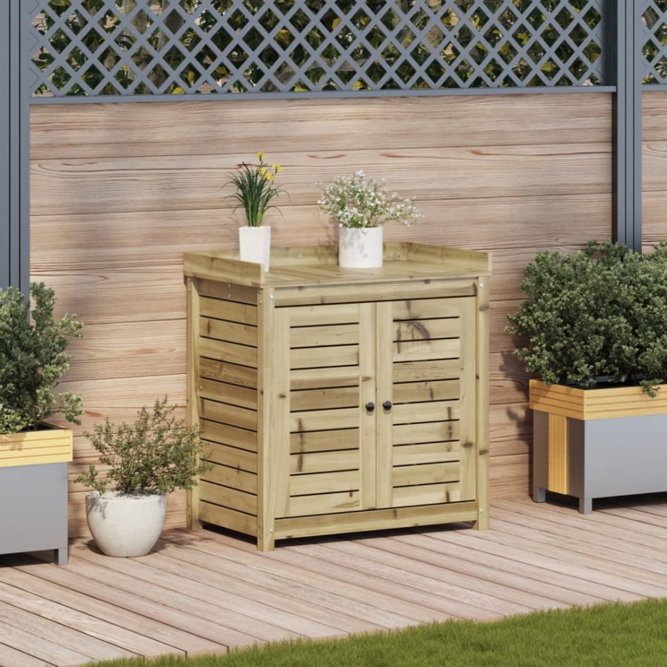 Mesa plantación con estantes madera impregnada 82,5x50x86,5