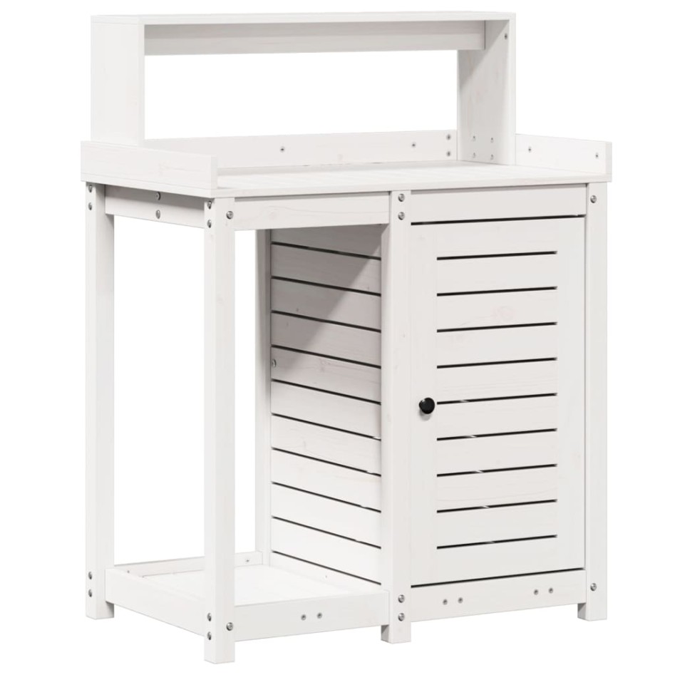 Mesa plantación con estantes madera pino blanco