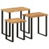 Set de 3 mesas apilables con borde natural madera acacia