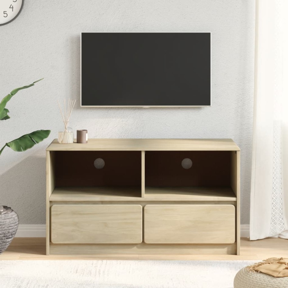 Mueble de TV SAUDA madera maciza pino color roble 99x43x55