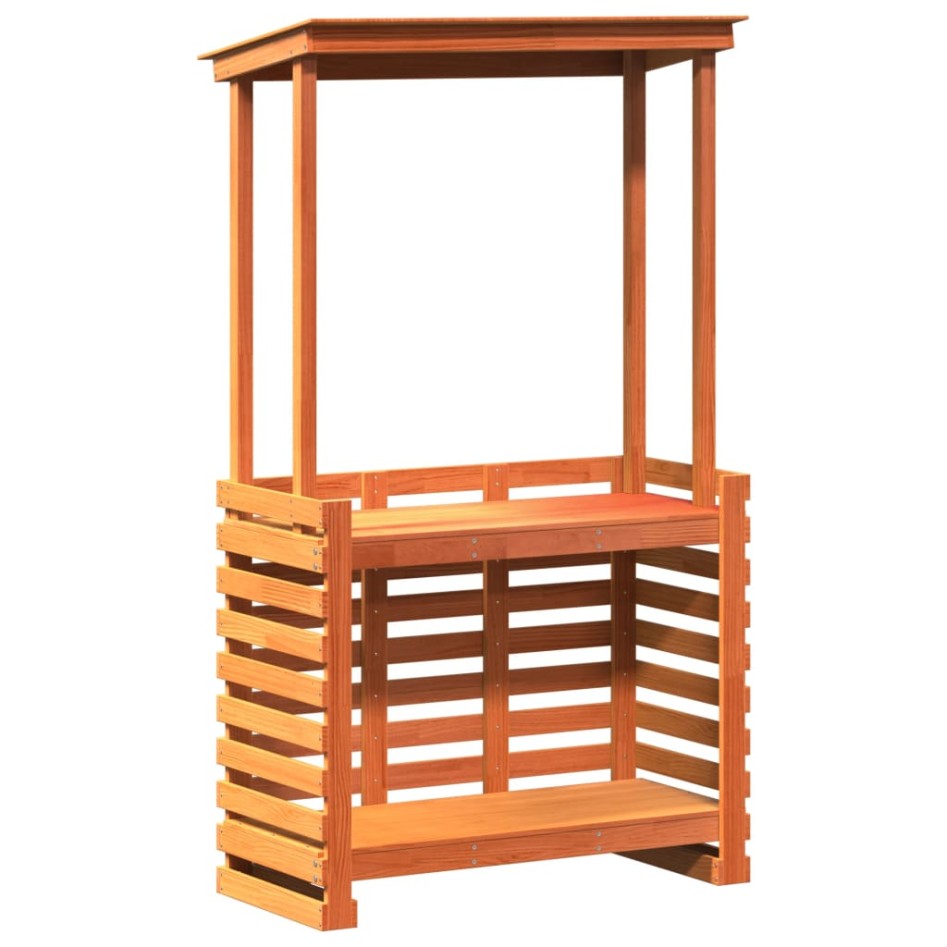 Mesa alta bar de jardín madera maciza marrón 112,5x57x195,5