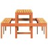 Mesa de pícnic madera maciza de pino marrón cera 160x134x75