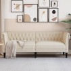 Sofá Chesterfield de 3 plazas tela crema