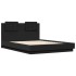 Estructura de cama con cabecero y luces LED negro 120x190