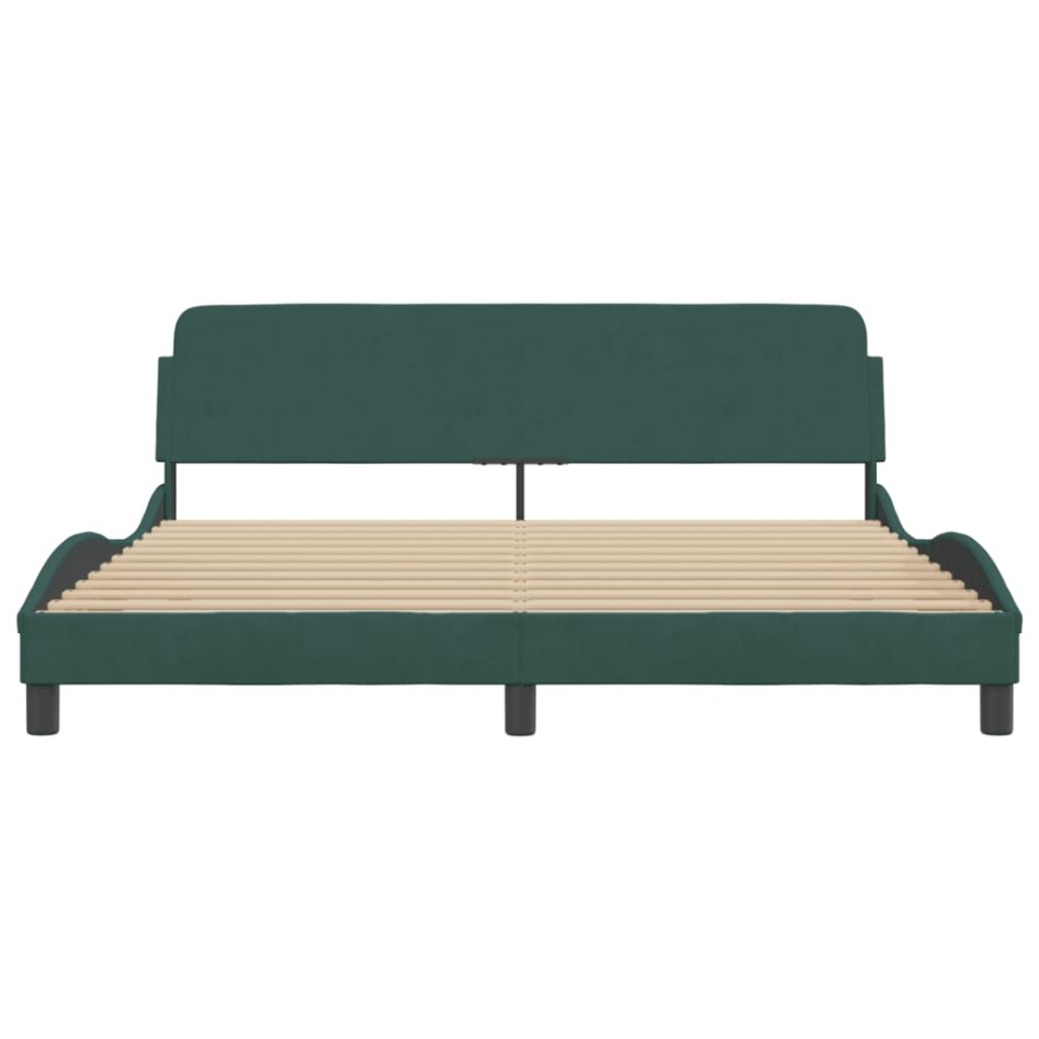 Estructura cama con cabecero terciopelo verde oscuro 180x200