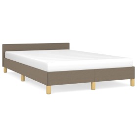 Estructura de cama con cabecero tela gris taupe 120x190