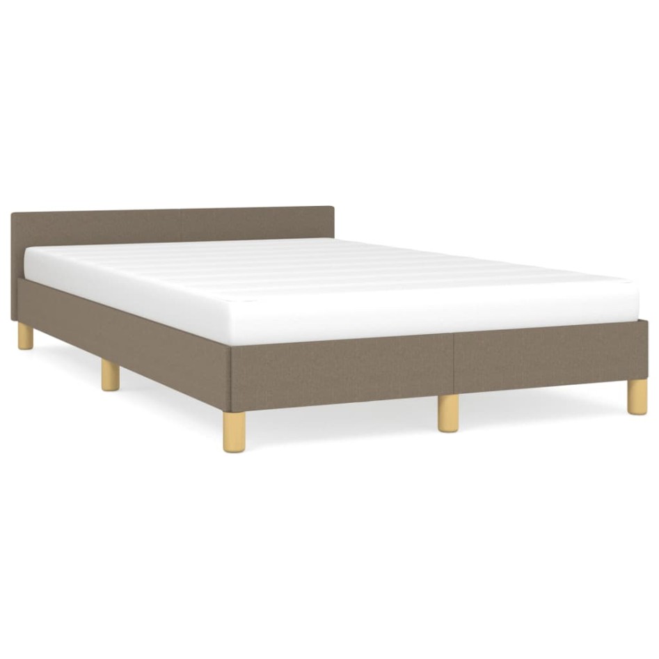 Estructura de cama con cabecero tela gris taupe 120x190