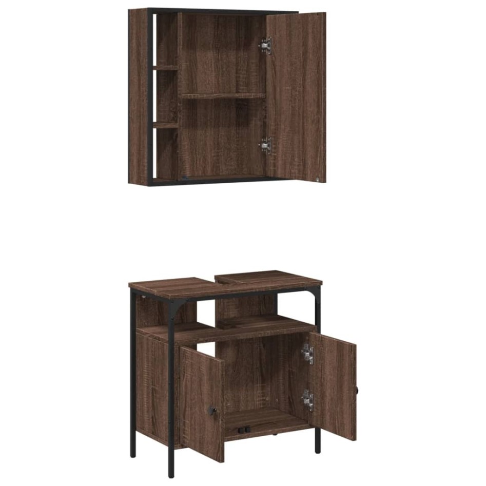 Set de muebles baño 2 pzas madera contrachapada marrón