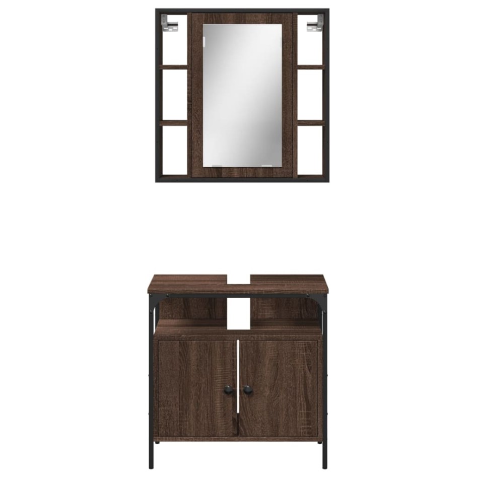 Set de muebles baño 2 pzas madera contrachapada marrón