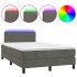 Cama box spring colchón y LED terciopelo gris oscuro 120x190