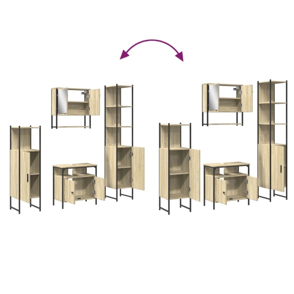 Juego de muebles de baño 4 pzas contrachapada roble