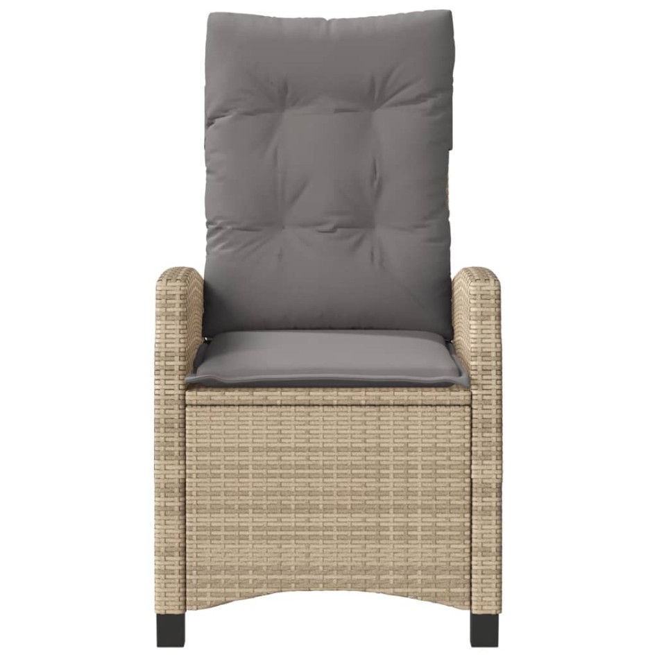 Sillones reclinables jardín y cojines beige mix 2 uds ratán