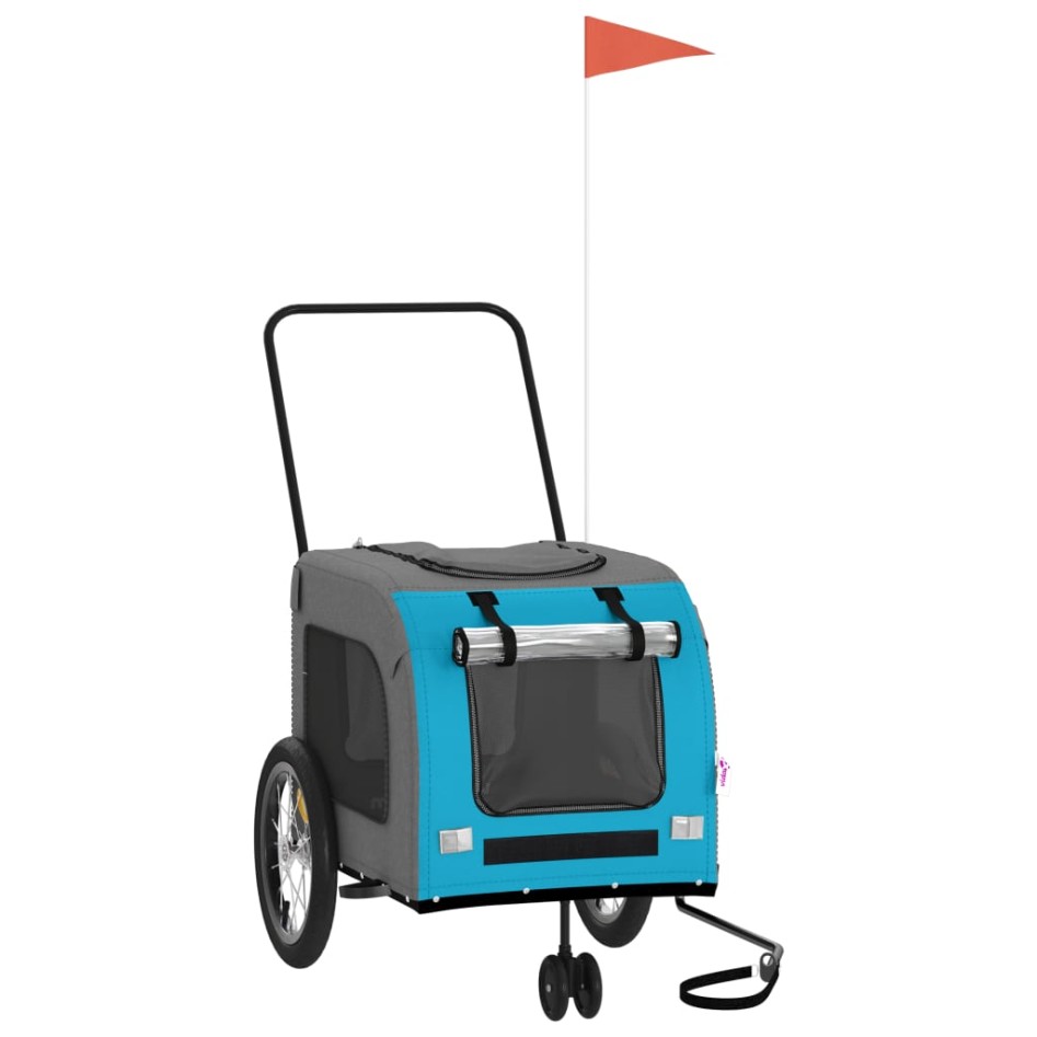 Remolque de bicicleta mascotas hierro tela Oxford azul