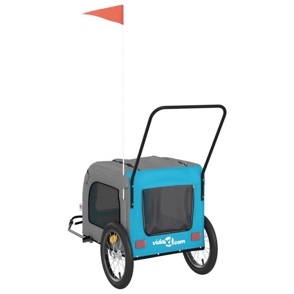 Remolque de bicicleta mascotas hierro tela Oxford azul