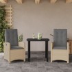 Set comedor de jardín 3 pzas con cojines ratán sintético beige