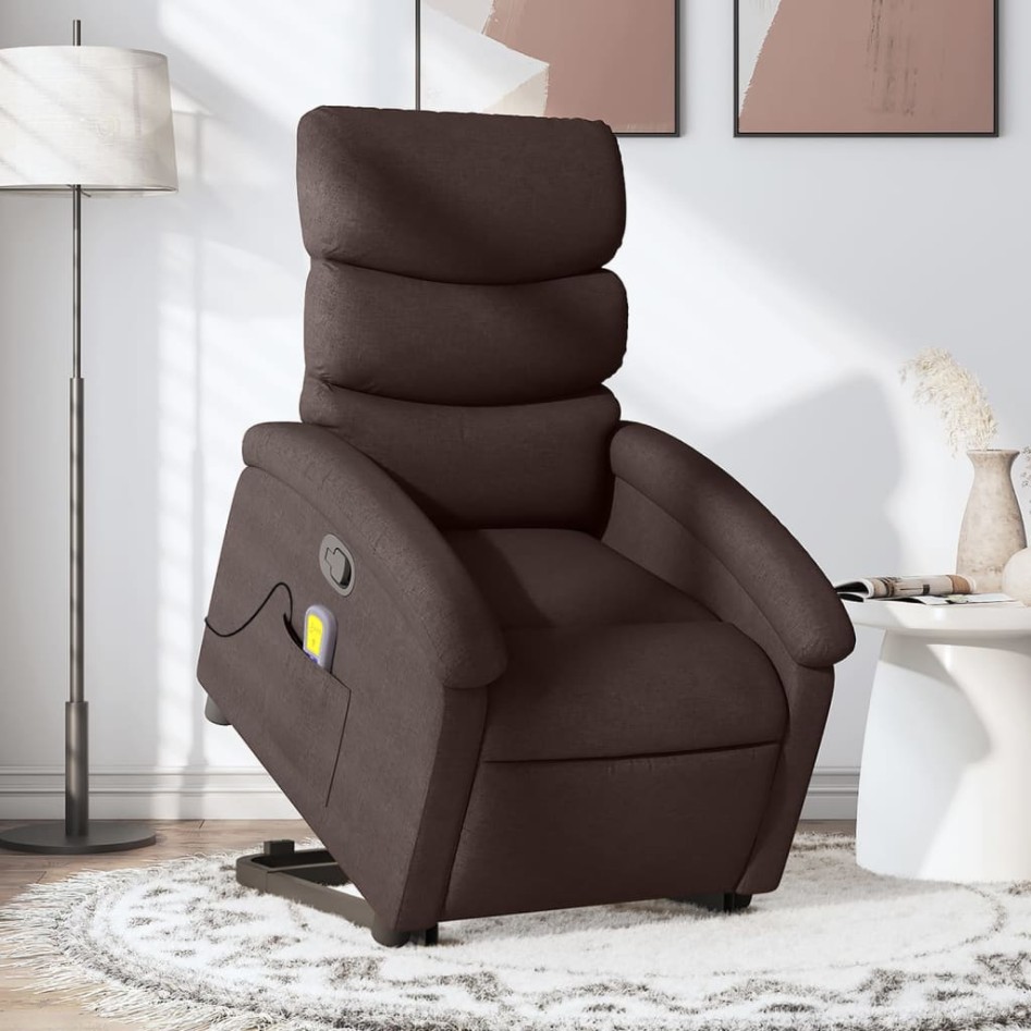Silla de masaje reclinable de pie de tela marrón