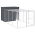 Caseta perros con corral acero galvanizado gris 214x457x181