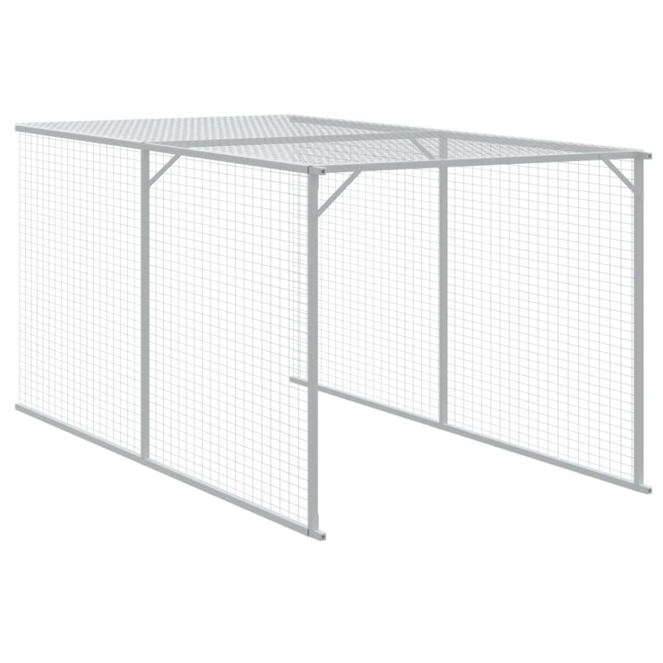 Gallinero con corral acero galvanizado gris claro