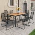 Set de comedor de jardín de 7 piezas PVC ratán negro y