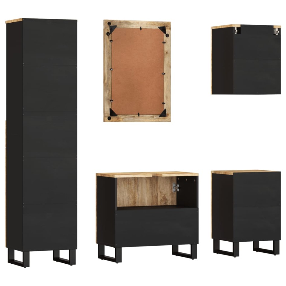 Conjunto de muebles de baño 5 piezas madera maciza de