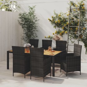 Juego de comedor de jardín 7 piezas ratán sintético