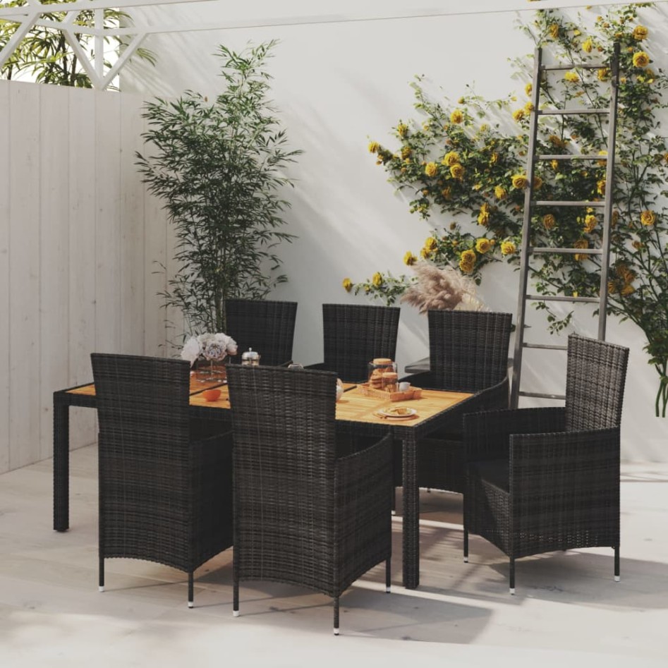 Juego de comedor de jardín 7 piezas ratán sintético