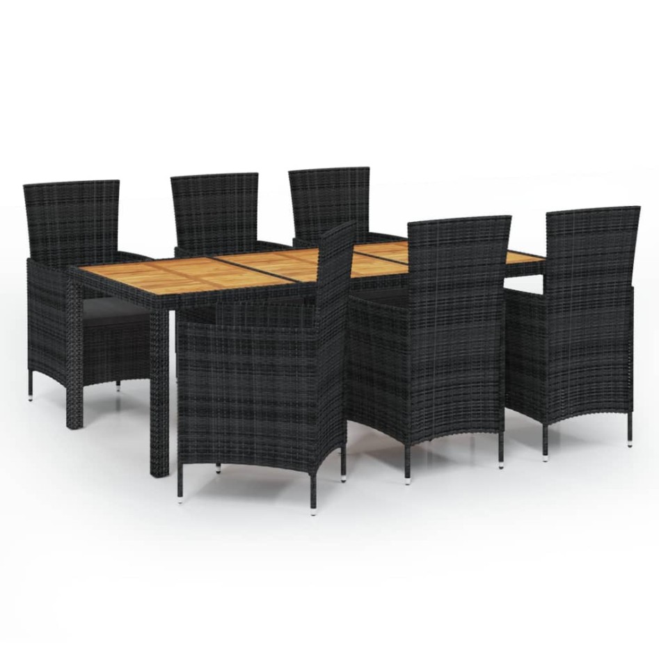 Juego de comedor de jardín 7 piezas ratán sintético