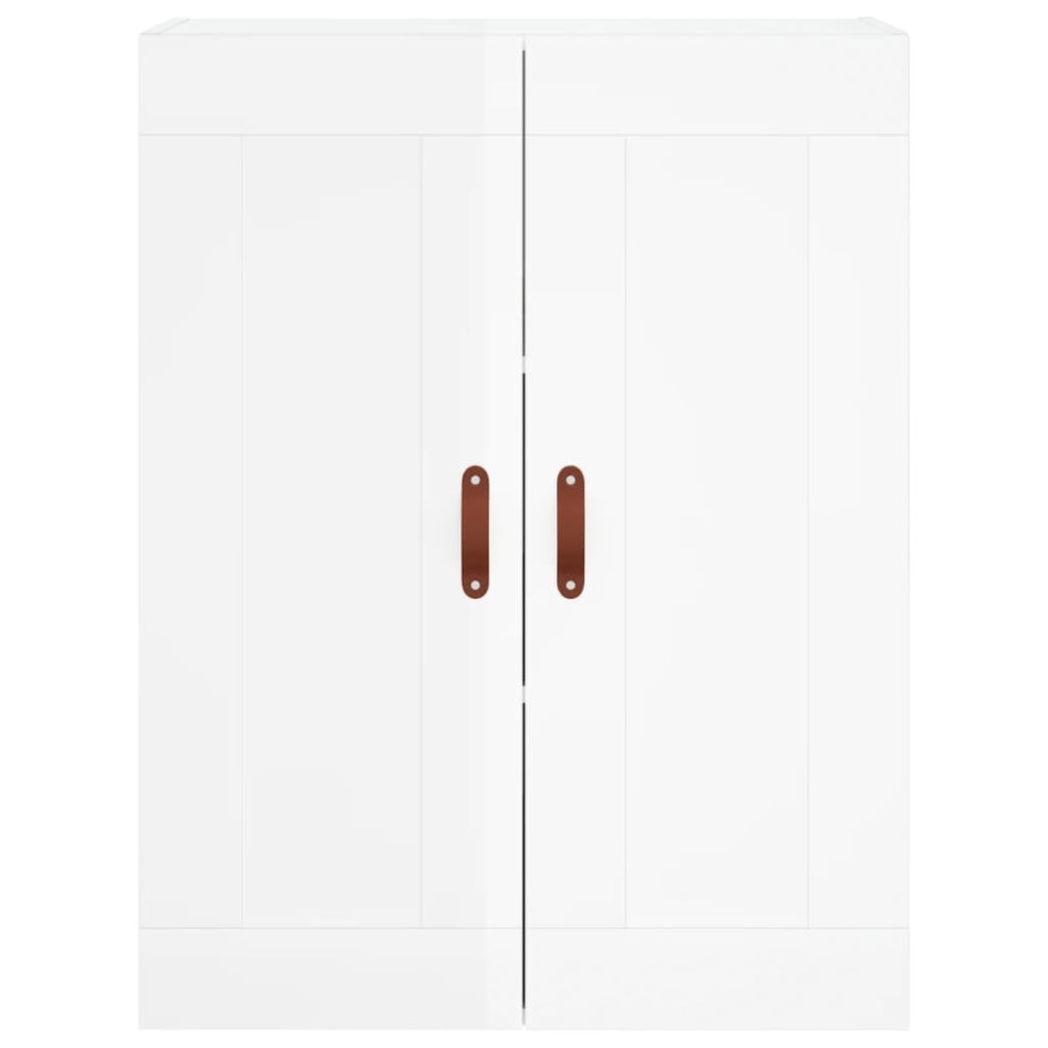 Aparador alto madera contrachapada blanco brillo 69,5x34x180