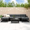 Juego de muebles de jardín 7 piezas madera maciza de pino negro