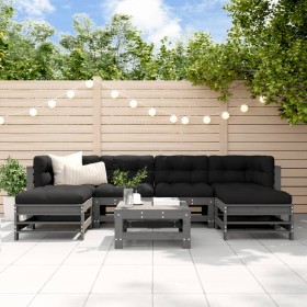 Juego de muebles de jardín 7 piezas madera maciza de pino