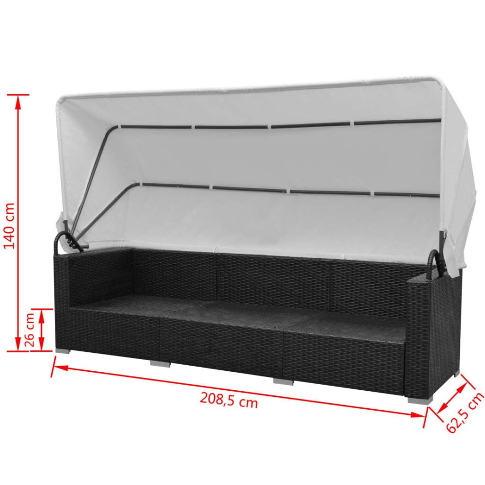 Conjunto de sofás de jardín con dosel poliratán marrón 7