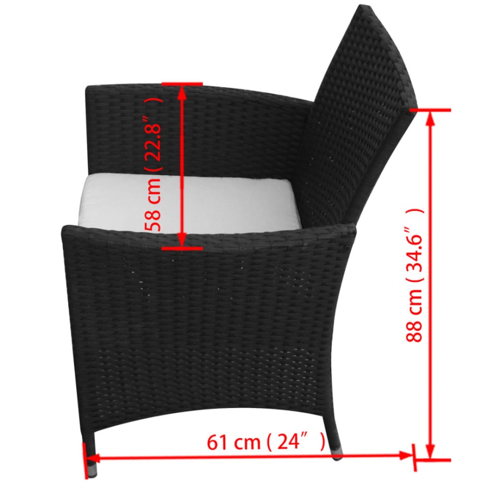 Set comedor de jardín 7 piezas y cojines ratán sintético