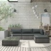 Set de muebles de jardín 5 pzas y cojines ratán sintético gris