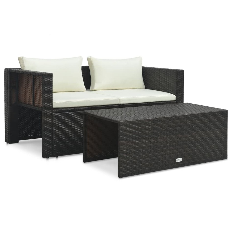 Set muebles de jardín 6 piezas y cojines ratán sintético