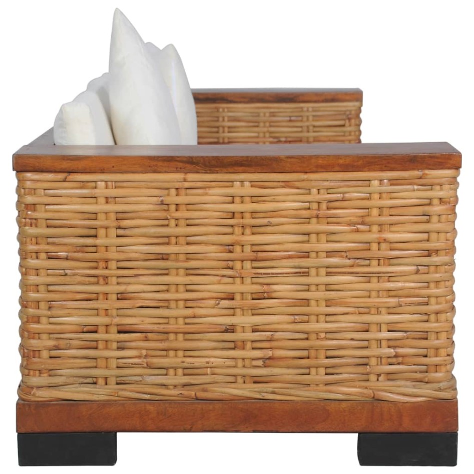 Sofá de 3 plazas con cojines ratán natural